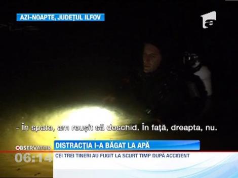 Trei tineri au plonjat cu masina intr-un lac de la marginea Capitalei