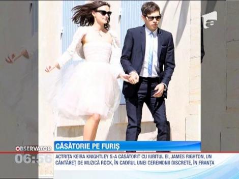 Actrita Keira Knightley s-a casatorit pe ascuns, dar paparazzi tot au aflat