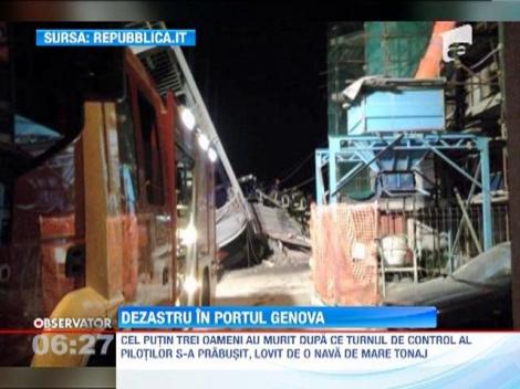 O nava a lovit turnul de control al pilotilor din portul Genova. Cel putin trei morti si sase disparuti