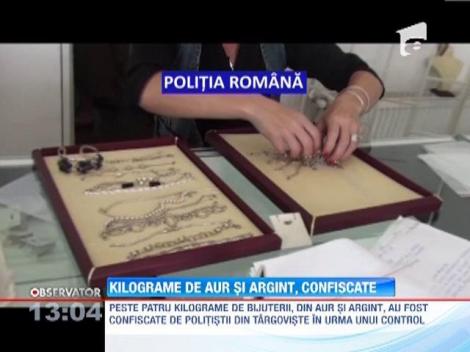 Targoviste: Patru kilograme si jumatate de bijuterii din aur si argint fara documente, confiscate