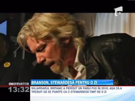 Richard Branson transformat in stewardesa