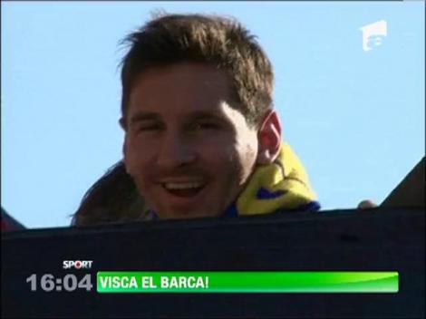 Barcelona a defilat pe strazi dupa ce au castigat cel de-al 22-lea titlu din istoria clubului