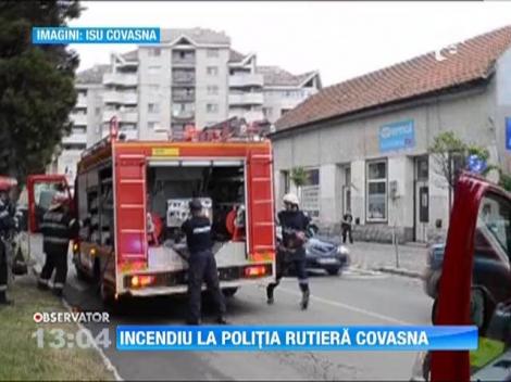Sediul Politiei Rutiere din Covasna a fost cuprins de flacari