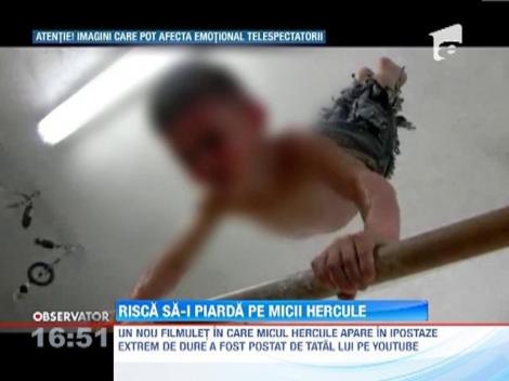 Giuliano Stroe, micul Hercule, pus in lanturi de tata! Copilul a ajuns jucaria parintelui