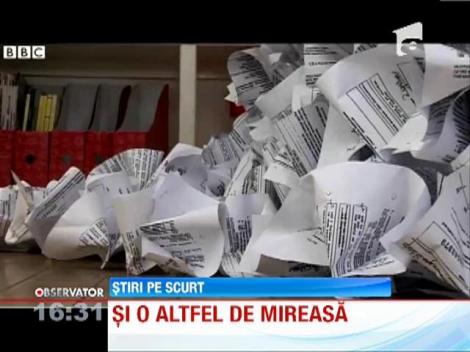 Rochie de mireasa confectionata din sentinte de divort