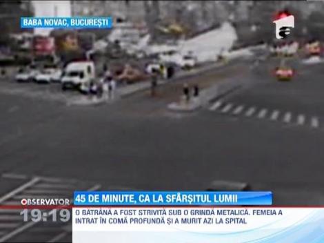 Dezastrul provocat de furtuna in Capitala, surprins de camerele de supraveghere