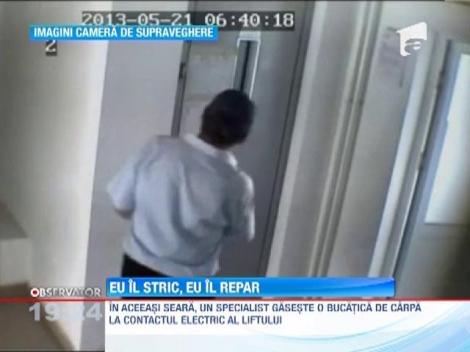 Angajatii unei firme care se ocupa de intretinerea lifturilor, filmati in timp ce blocau ascensorul