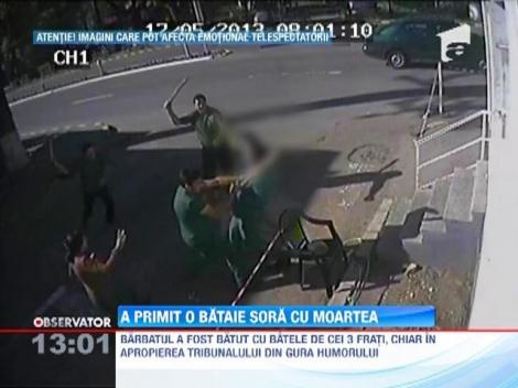 Un barbat a fost batut cu batele de 3 frati, chiar in apropierea tribunalului din Gura Humorului