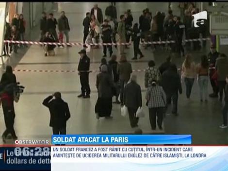 Soldat atacat cu un cutit la Paris