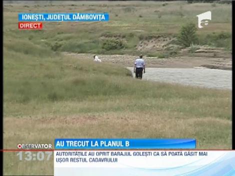 Autoritatile au oprit barajul Golesti ca sa poata gasi mai usor restul cadavrului femeii fara cap, maini si picioare