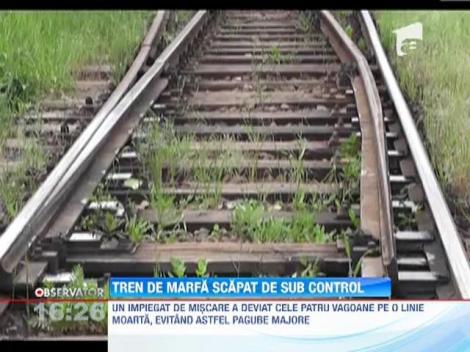Un tren de marfa din Petrosani a fost scapat de sub control