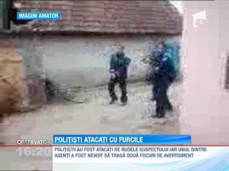 Polististi atacati cu furcile  in Resita
