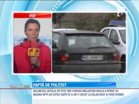 Un politist din comuna Malusteni-Vaslui a intrat cu masina intr-un copac