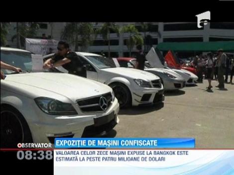 Masini de lux confiscate pentru evaziune fiscala, expuse in capitala Thailandei
