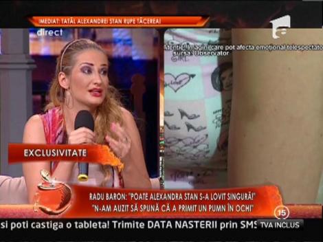 Radu Baron o ataca pe Alexandra Stan: "Poate Alexandra s-a lovit singura"