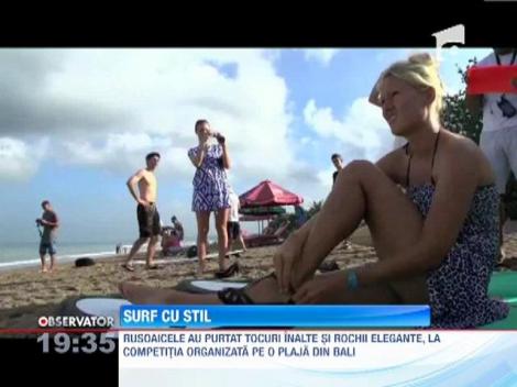 Elegante in orice moment! Mai multe tinere din Rusia au facut surf... pe tocuri!