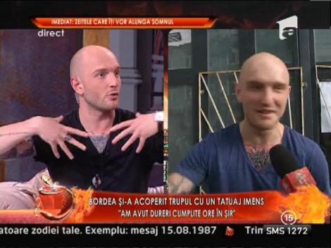 Bordea si-a facut un tatuaj imens pe trup: "Am avut dureri cumplite ore in sir!"