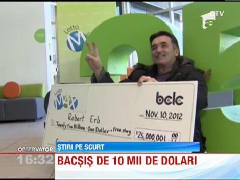Un canadian a lasat un bacsis de 10.000 de dolari intr-un restaurant