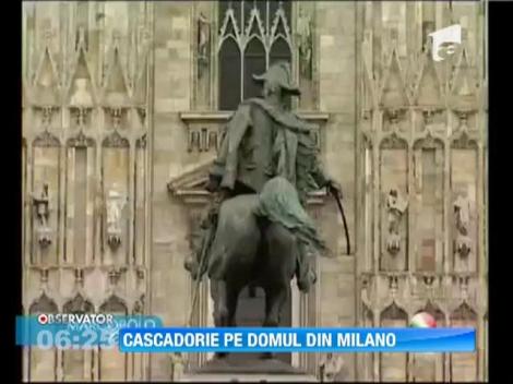 S-a aruncat cu parapanta din varful catedralei Dom din Milano
