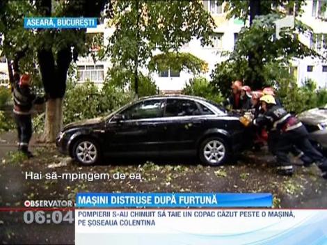 Masini distruse de furtuna, in Capitala