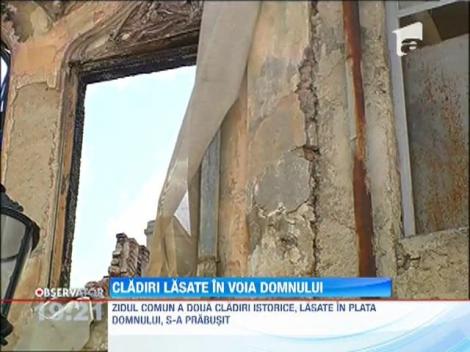 Zidul comun al unor cladiri istorice s-a prabusit in Centrul Vechi al Capitalei