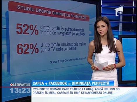 Unul din doi oraseni isi beau cafeaua in timp ce navigheaza pe internet