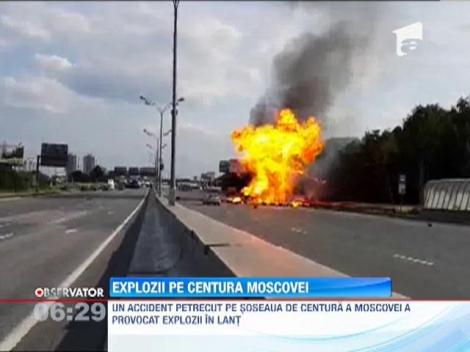 O masina incarcata cu butelii a explodat pe soseaua de centura a Moscovei