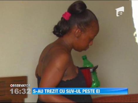 S-au trezit cu SUV-ul peste ei