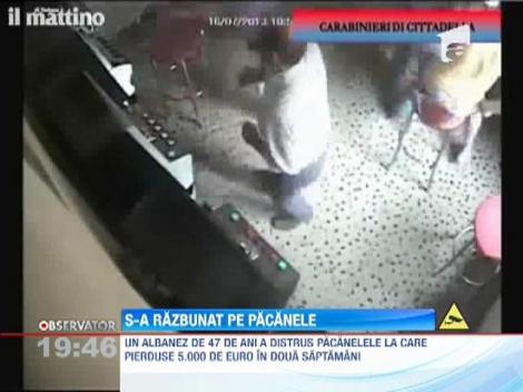 Suparat ca a pierdut 5.000 de euro, un albanez s-a razbunat crunt pe aparat