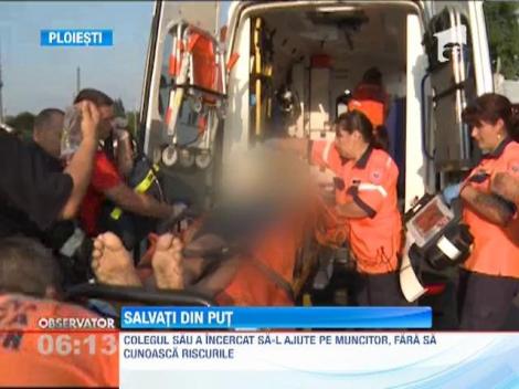 Pompierii din Ploiesti au salvat doi oameni prabusiti intr-un put de opt metri adancime