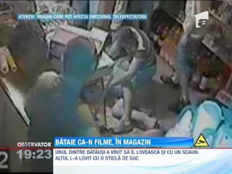 IMAGINI SOCANTE! / Bataie ca-n filme, in magazin