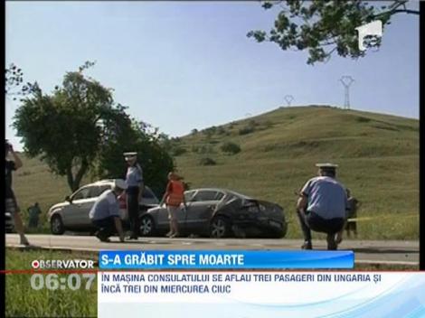 Masina a consulatului Ungariei, implicata intr-un accident auto. O persoana a decedat
