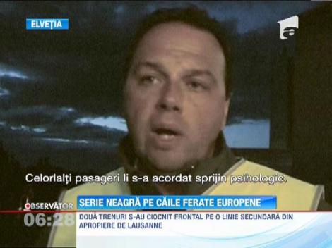 Serie neagra pe caile ferate europene! 35 de raniti in ciocnirea frontala a doua trenuri, in Elvetia