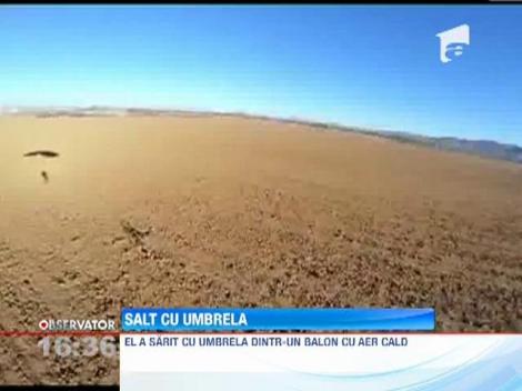 S-a jucat cu moartea! Un american s-a aruncat cu umbrela dintr-un balon cu aer cald!