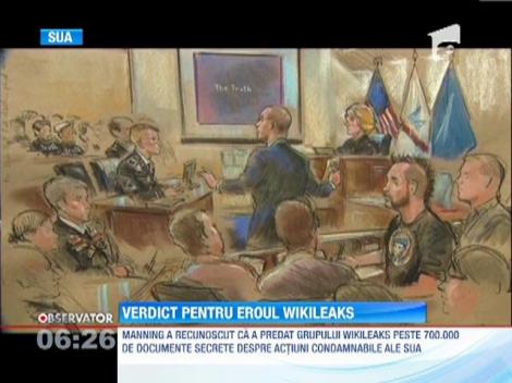 Bradley Manning, soldatul american care a furnizat  mii de documente secrete sitului Wikileaks, gasit vinovat de furt si spionaj