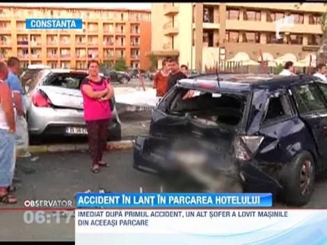 Accident in lant in parcarea unui hotel din Mamaia