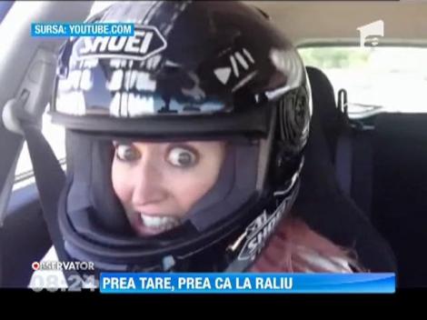 Cum reactioneaza o femei intr-o masina de raliu