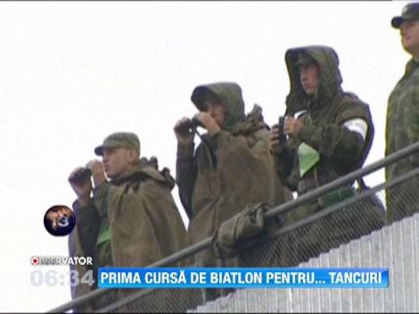 Un nou sport inventat de armata rusa: biatlonul pentru tancuri