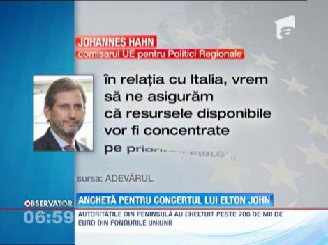 Ancheta pentru concertul sustinut in Italia de Elton John, realizat cu fonduri ale Uniunii Europene