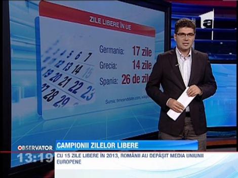 Cu 15 zile libere in 2013, romanii au depasit media Uniunii Europene