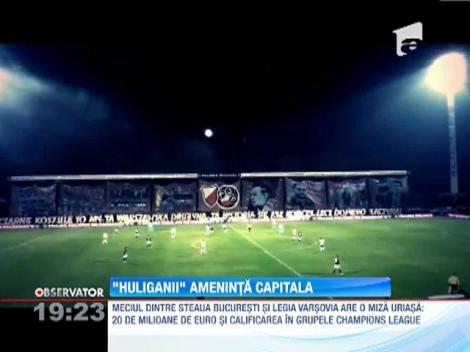 Suporterii echipei Legia Varsovia au venit la Bucuresti cu arme, droguri si petarde