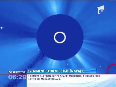 O cometa s-a prabusit pe Soare. Momentul a coincis cu o ejectie de masa coronala