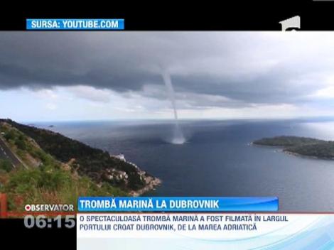 Tromba marina in largul portului croat Dubrovnik