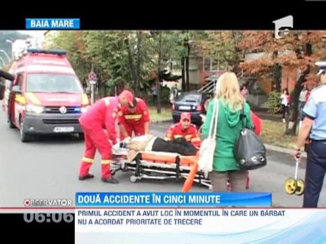 Doua accidente rutiere in 5 minute, in fata unei biserici din Baia Mare