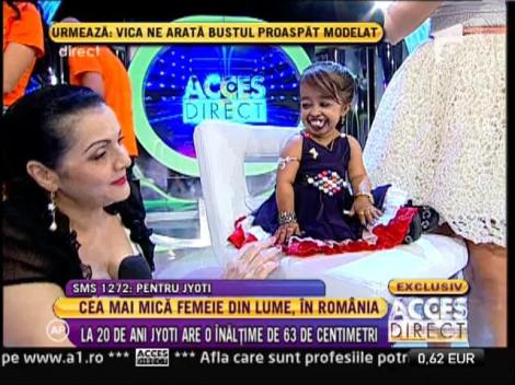 Jyoti Amge, in platoul Acces Direct! Are 20 de ani, 63 de centimetri si vrea sa fie actrita la Bollywood