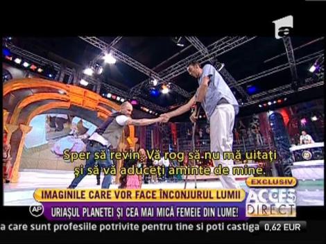 Uriasul planetei si cea mai mica femeie din lume, imagini inedite din culise!