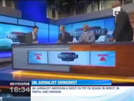 Un jurnalist din SUA a cazut cu tot cu scaun, in timpul unei emisiuni