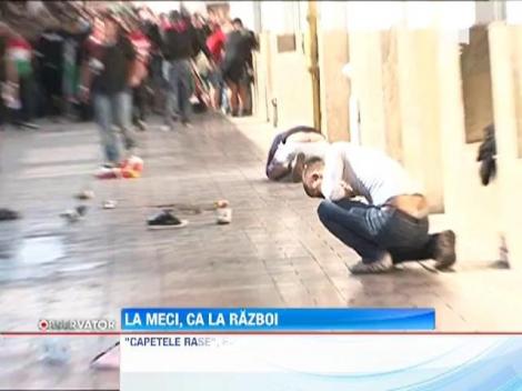 Sute de fani maghiari s-au batut cu jandarmii in tribunele Arenei Nationale