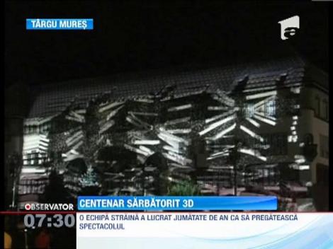 VIDEO! Spectacol de lumini si proiectii la Targu Mures: Palatul Culturii a fost aniversat cu imagini 3D