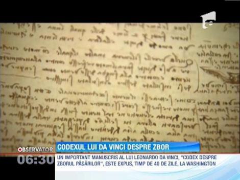 Unul din cele mai importante manuscrise ale lui Leonardo da Vinci, expus publicului